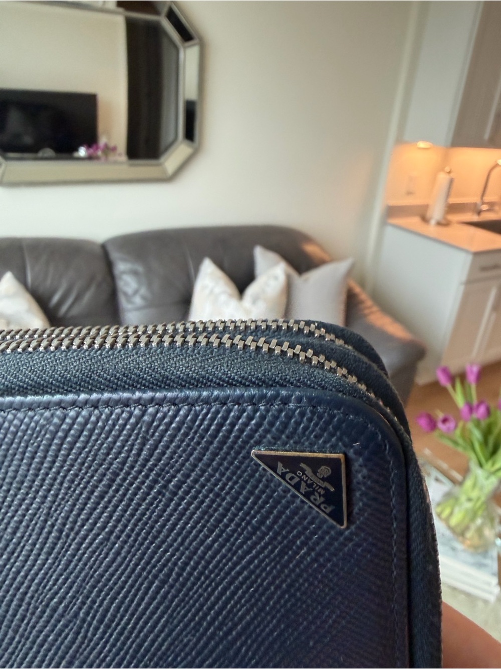 Prada Blue Double Zip Travel Wallet - Picture 2 of 7